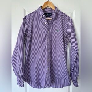 Ralph Lauren Purple & White Striped Button-Down Shirt